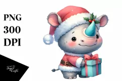 Expressive Baby Winter Rhino PNG Product Image 3
