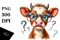 Watercolor Cow with es | Clipart Product Image 1