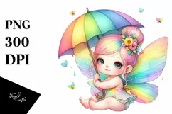 Colorful Baby Cow Rainbow Umbrella PNG Product Image 1