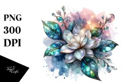 Abstract Watercolor Shiny Gardenia Clipart Product Image 3