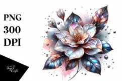 Abstract Watercolor Shiny Gardenia Clipart Product Image 1