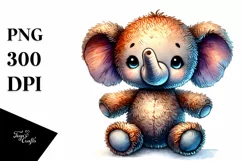 Smiling Cute Baby Elephant Plush, PNG Product Image 1