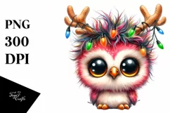 Expressive Baby Christmas Owl PNG Product Image 1