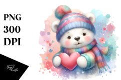 Cute Baby Polar Bear with Heart, Digital Painting Product Image 1