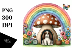 Dog House Mushroom Rainbow Flowers | Clipart Product Image 3