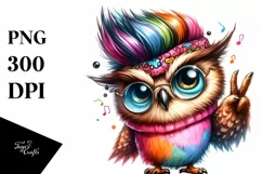 Cute Baby Owl Jumping PNG Product Image 1
