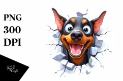 Cute Crazy Doberman Pinscher Watercolor Clipart Product Image 1
