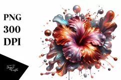 Glossy Hibiscus Watercolor Splash | Clipart Product Image 1