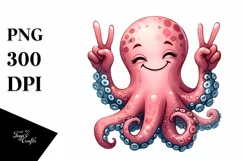 Funny Octopus Smiling Victory Tulip | Clipart Product Image 3
