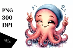 Funny Octopus Smiling Victory Tulip | Clipart Product Image 1