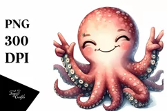 Funny Octopus Smiling Victory Tulip | Clipart Product Image 1