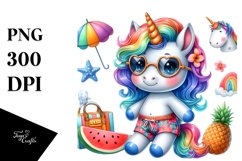 Colorful Baby Unicorn Beachwear | Clipart Product Image 3