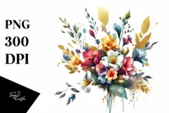 Colorful Bouquet with Freesia Splash | Sublimation | Clipart Product Image 1