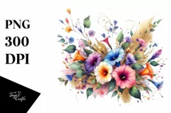 Colorfull Abstract Bouquet with Gold Foil | Sublimation | Product Image 1