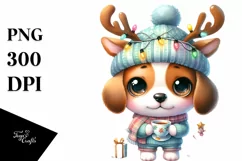 Expressive Baby Christmas Beagle PNG Product Image 3