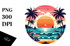 Retro Tropical Beach Sunset, 20 oz Tumbler Product Image 1