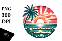 Retro Tropical Beach Sunset, 20 oz Tumbler Product Image 1