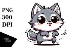 Cute Cartoon Wolf with Bandana, Transparent PNG Product Image 1