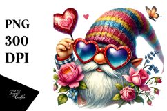 Detailed Valentines Gnome with Sunglasses, Transparent PNG Product Image 1