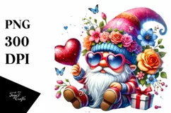 Detailed Valentines Gnome with Heart Shaped Sunglasses PNG Product Image 1
