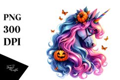 Unicorn Halloween Watercolor Drawing Product Image 1