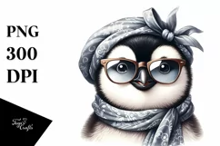 Detailed Penguin Silk Scarf Sunglasses Clipart Product Image 3