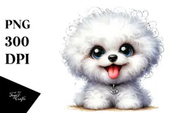 Cute Cartoon Bichon Frise PNG Product Image 1