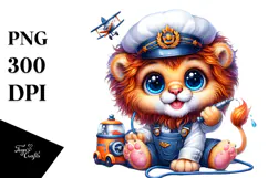 Vibrant Baby Lion with Chef's Apron PNG Product Image 1