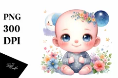 Colorful Baby,Smiling Stars Moon Clipart Product Image 3