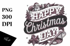 Retro Happy Christmas Day Png Product Image 5