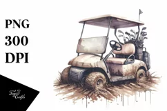 Vintage Dirty Golf Cart Clipart Product Image 1
