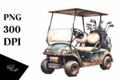 Vintage Dirty Golf Cart Clipart Product Image 1