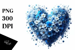 Blue Spring Flowers Heart, Digital Painting PNG Product Image 1