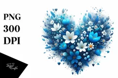 Blue Heart Made of Spring Flowers PNG Product Image 1
