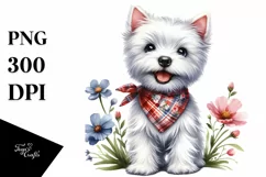 Baby West Highland White Terrier Watercolor Clipart Product Image 1