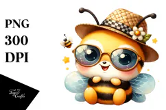 Cute Baby Bee with Cool Haircut PNG Product Image 1