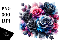 Black Roses Glossy Petals Abstract | Clipart Product Image 1