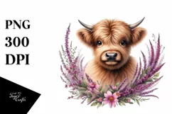 Smiling Baby Highland Cow Clipart Product Image 3