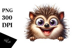 Cute Crazy Hedgehog Watercolor Clipart Product Image 3