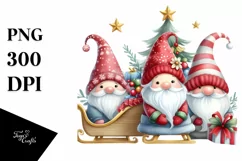Christmas Gnomes with Sleigh, Transparent PNG Product Image 3