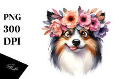 Dog with Flower Crown PNG Product Image 1