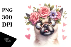 Dog with Flower Crown PNG Product Image 1