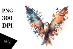 Abstract Bird with Butterfly Silhouettes PNG Product Image 1