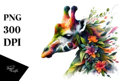 Vibrant Giraffe with Flowers, 20 oz Tumbler Product Image 1