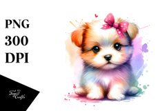 Cute Baby Dog Watercolor PNG Product Image 1