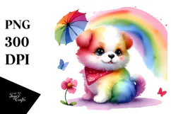 Cute Baby Dog Watercolor PNG Product Image 1