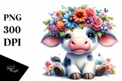 Watercolor Cow Portrait, Transparent PNG Product Image 1