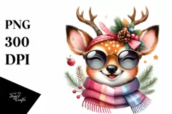 Funny Deer Smiling With Scarf | Sublimation Clipart Product Image 3