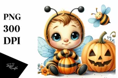 Cute Baby Bee Sitting PNG Product Image 1