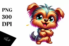 Colorful Small Baby Yorkshire Terrier | Sublimation Clipart Product Image 1